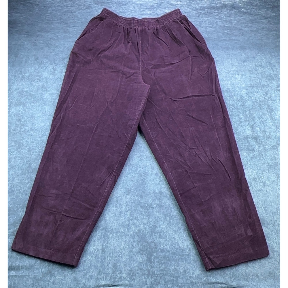 Briggs New York Womens 18W Corduroy Pants‎ Plum Purple Elastic Waist Cotton 100%